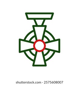 Celtic Cross Emblem Green and Red