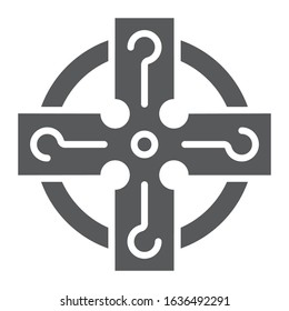 Celtic cross glyph icon, st patrick's day and holiday, celtic ornament sign, vector graphics, a solid pattern on a white background, eps 10