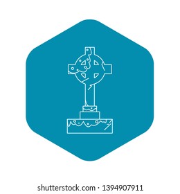 Celtic cross gravestone icon. Outline illustration of celtic cross gravestone vector icon for web