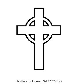 Celtic cross icon, Christian cross symbol, outline shape