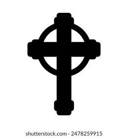 Celtic cross icon, Christian cross symbol, outline shape