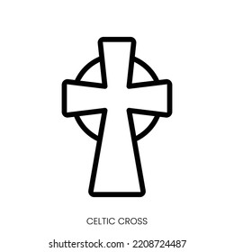 Celtic Cross Icon. Line Art Style Design Isolated On White Background