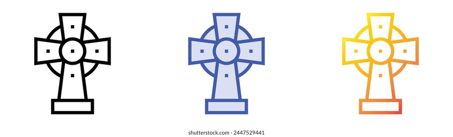 celtic cross icon. Linear, Blue Fill and Gradient Style Design Isolated On White Background