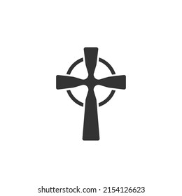 Celtic Cross Icon In Modern Flat Style. Vector Illustration