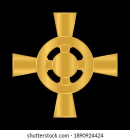 Celtic cross icon on black background. Vector illustration.