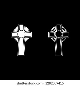 Celtic cross icon set white color