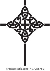 Celtic cross, irish celtic knot style symbolic illustration