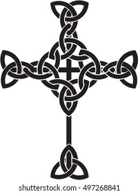 Celtic cross, irish celtic knot style symbolic illustration