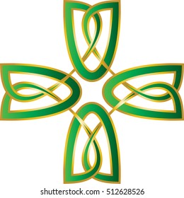 Celtic cross in celtic knot style shape ornament, graphic design. Vintage color vector graphic element.