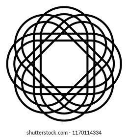 Celtic cross knot. Vector flat outline icon illustration isolated on white background.