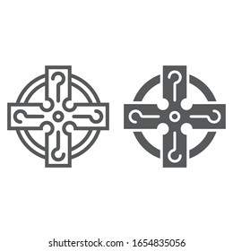 Celtic cross line and glyph icon, st patrick s day and holiday, celtic ornament sign, vector graphics, a linear pattern on a white background, eps 10