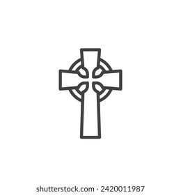 Celtic Cross line icon. linear style sign for mobile concept and web design. Irish religious cross outline vector icon. Symbol, logo illustration. Vector graphics