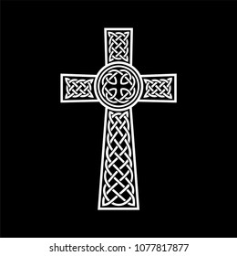 Celtic cross on a black background