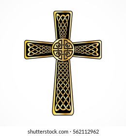Celtic cross on the white background for design. Vector illustration