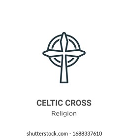Celtic cross outline vector icon. Thin line black celtic cross icon, flat vector simple element illustration from editable religion concept isolated stroke on white background