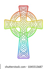 Celtic cross in rainbow colors.