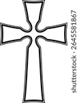 celtic cross symbol with black and white line tattoo or graphic decoration.