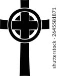 celtic cross symbol with black and white line tattoo or graphic decoration.