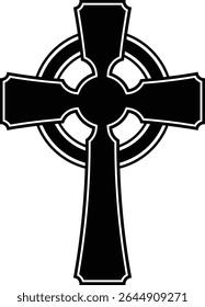celtic cross symbol with black and white line tattoo or graphic decoration.