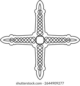 símbolo de cruz celta com tatuagem de linha preta e branca ou decoração gráfica.