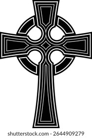 celtic cross symbol with black and white line tattoo or graphic decoration.