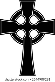 celtic cross symbol with black and white line tattoo or graphic decoration.
