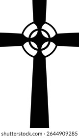 celtic cross symbol with black and white line tattoo or graphic decoration.