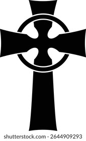 celtic cross symbol with black and white line tattoo or graphic decoration.