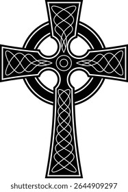 celtic cross symbol with black and white line tattoo or graphic decoration.