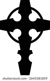 celtic cross symbol with black and white line tattoo or graphic decoration.