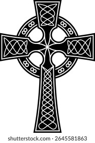 celtic cross symbol with black and white line tattoo or graphic decoration.