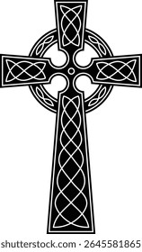 celtic cross symbol with black and white line tattoo or graphic decoration.