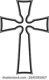 celtic cross symbol with black and white line tattoo or graphic decoration.