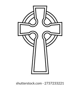 Celtic cross symbol with concentric circles simple line art illustration on white background faith and spirituality representation