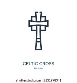 celtic cross thin line icon. cross, religious linear icons from religion concept isolated outline sign. Vector illustration symbol element for web design and apps.