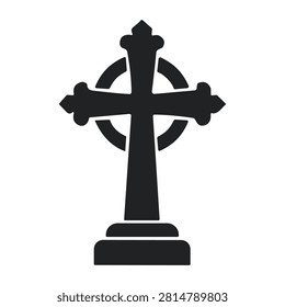 Celtic cross tombstone icon, simple style