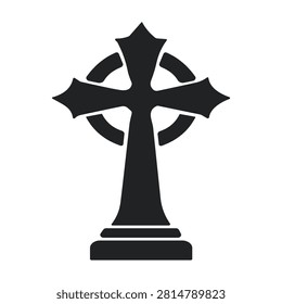 Celtic cross tombstone icon, simple style