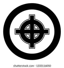 Celtic cross white superiority icon black color vector in circle round illustration flat style simple image