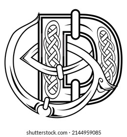 celtic D letter illustration in vector format