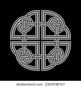 celtic dara knot irish symbol logo icon tattoo isolated on black background. vector illustration. 