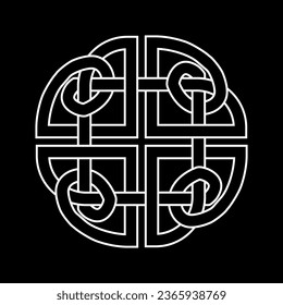 celtic dara knot irish symbol logo icon tattoo isolated on black background. vector illustration. 