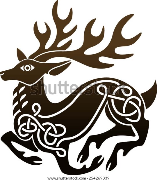 Celtic Deer Stag Stock Vector (Royalty Free) 254269339