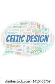 Celtic Design word cloud. Wordcloud made with text only.