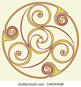 Celtic disk ornament - inspirited by bronze disc from the before Christian era - the triple spiral symbol is often associated with Gaelic pagan holy sites