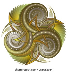 Celtic disk ornament with triple spiral symbol