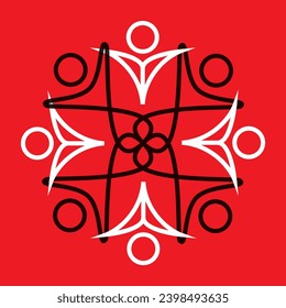 Celtic double cross shape made of intertwined color mobius stripes