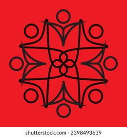 Celtic double cross shape made of intertwined color mobius stripes