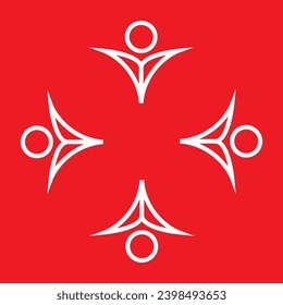 Celtic double cross shape made of intertwined color mobius stripes