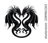 Celtic dragon head Dragon tattoo Black tribal tattoo, Vector image of two dragons The sign of the dragon 