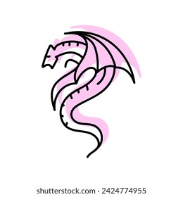 Celtic Dragon icon, dragon, irish, symbol, mythical creature color shadow thinline icon, editable vector icon, pixel perfect, illustrator ai file